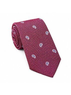 Royal Classic Mens Red Blue Paisley Silk Necktie USA Made Woven Tie Classic